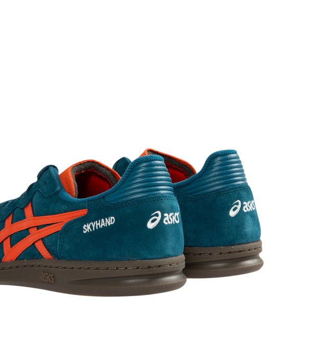 Image 3 of 5 - BLUE - ASICS Skyhand OG Sneaker featuring minimalistic suede paneling, FLYTEFOAM PROPEL cushioning, EVA heel wedge and gum outsole.