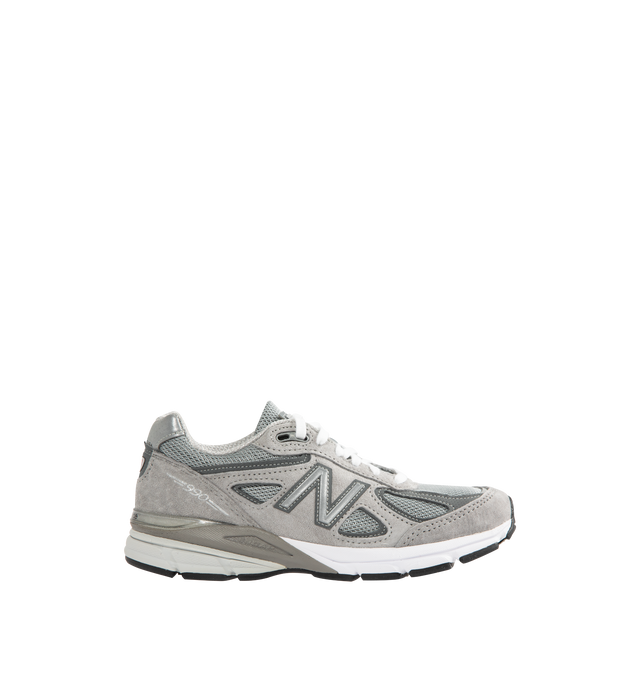Image 1 of 5 - GREY - NEW BALANCE Made in USA 990v4 Sneaker featuring ENCAP midsole cushioning combines lightweight foam with a durable polyurethane rim, MADE in USA tongue label and lace up closure. Pig Suede/Mesh.