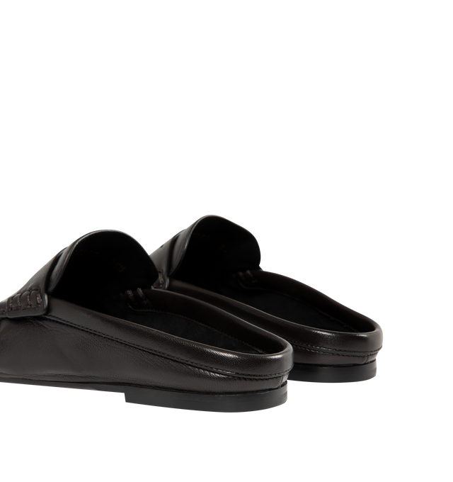 Image 3 of 4 - BLACK - SAINT LAURENT Le Loafer Mules featuring supple loafer mules decorated with logo, hand-stitched moc toe and leather sole. Lambskin. Made in Italy.