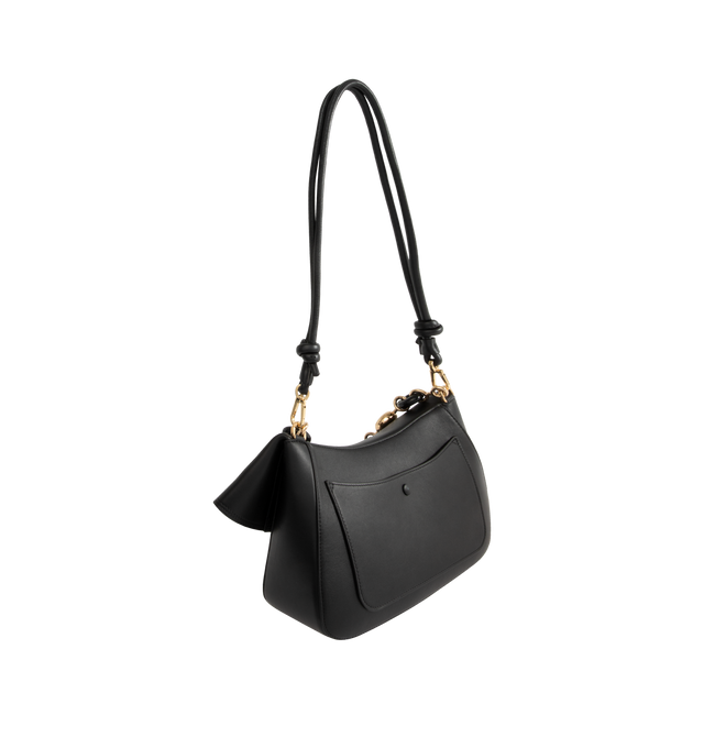 Image 3 of 4 - BLACK - LOEWE Medium Ola bag in smooth calfskin featuring a curved body, a flowing flap closure, a statement detachable donut chain, detachable tubular calfskin strap, one internal pocket, gold embossed LOEWE and engraved Anagram. Smooth Calf. 18 cm x 26 cm x 13 cm. Made in Spain.