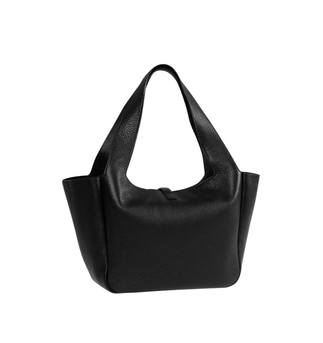 Image 2 of 3 - BLACK - SAINT LAURENT Le A7 Bea Shop Bag featuring leather tab closure, suede lining, inner zip pocket and inner ties to collapse or expand the sides. 19.7 X 11 X 7.1 inches. 100% deerskin. Made in Italy.  
