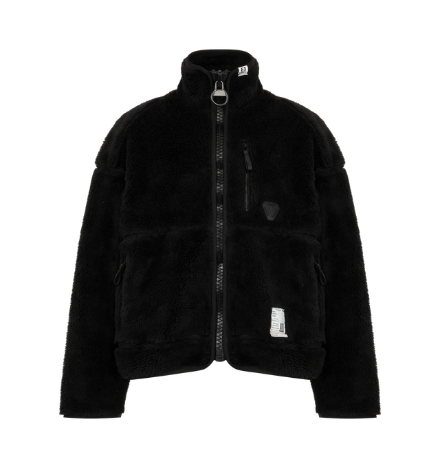 Image 1 of 3 - BLACK - Maison Mihara Yasuhiro Men's Wide Back Boa Blouson is crafted from plush boa fleece and features a relaxed silhouette with a wide back design, full-zip front, and side pockets for a contemporary layered look. This designer fleece jacket combines exceptional warmth with Maison Mihara Yasuhiro's signature oversized aesthetic, making it a standout outerwear piece for colder seasons. Main Material: Boa Fleece. Made in Japan.
