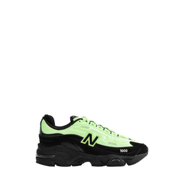 Image 1 of 5 - GREEN - NEW BALANCE 1000D Sneaker featuring polyurethane and ABZORB midsole, with ABZORB cushioning at heel and forefoot, stability Web outsole technology, sculpted midsole details, embroidered details, reflective accents, rubberized N logo with transparent outline and external lacing structure with nylon eyelet.