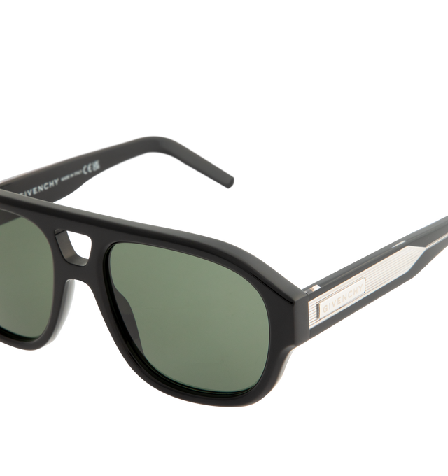 Image 3 of 3 - BLACK - GIVENCHY Day Sunglasses featuring day line, aviator shape, double bridge and metal plaque with engraved GIVENCHY on the temples. 100% UVA/UVB protection. 100% acetate. Made in Italy.