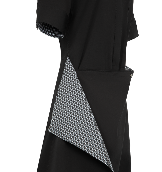 Image 3 of 3 - BLACK - LOEWE Shirt Dress featuring short sleeves, button front closure, shirt collar, midi length and asymetrical wrap skirt.