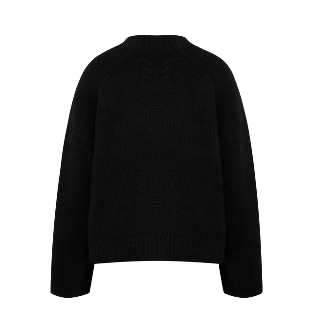 Image 2 of 2 - BLACK - NILI LOTAN Tomaso Sweater featuring heavyweight knit, crew neck and long sleeves. 90% cashmere, 10% silk.