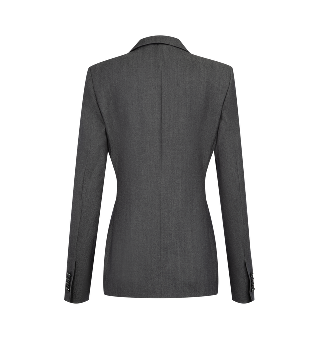 Image 2 of 2 - NAVY - BALENCIAGA Double-Breasted Blazer featuring peak lapels framing a double-breasted front, padded hips, a darted waist, two front flap pockets and slim fit. 100% wool. Made in Italy.