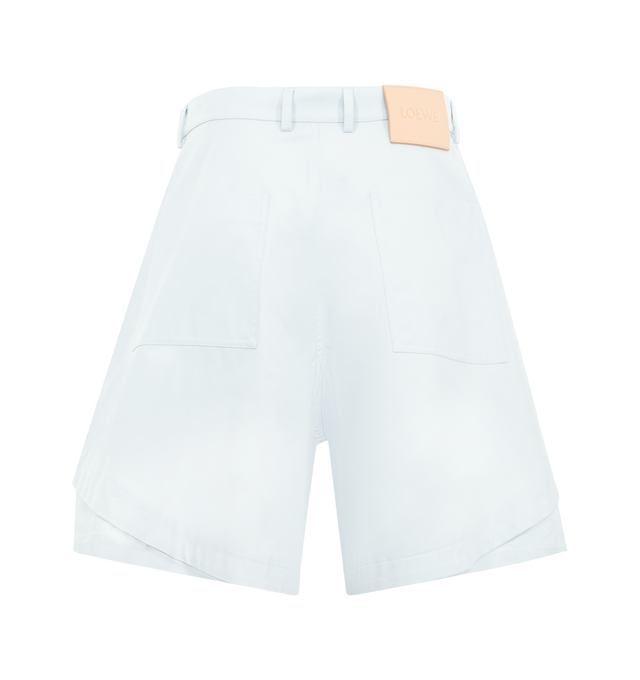 Image 2 of 3 - BLUE - LOEWE PAULA'S IBIZA Short in lightweight cotton featuring an asymmetrical panelled construction, relaxed fit, short length, mid waist, concealed zip fly, slash pockets, rear patch pockets and LOEWE embossed leather patch placed at the back. Cotton. Made in Italy.