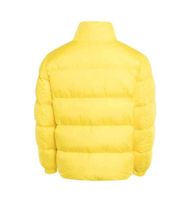 Image 2 of 3 - YELLOW - MONCLER CITALA SHORT DOWN JACKET featuring recycled longue saison lining, down-filled, stand collar, zipper closure, zipped pockets, elastic cuffs and hem and felt logo patch. 100% polyamide/nylon. Padding: 90% down, 10% feather. 