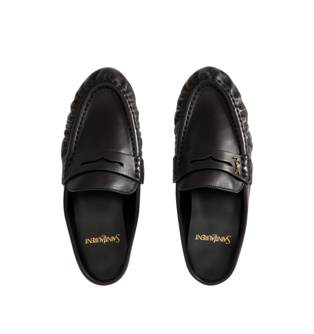 Image 4 of 4 - BLACK - SAINT LAURENT Le Loafer Mules featuring supple loafer mules decorated with logo, hand-stitched moc toe and leather sole. Lambskin. Made in Italy.