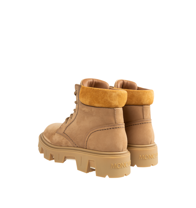 Image 3 of 4 - BROWN - MONCLER Peak City Nubuck & Suede Lace-Up Boots featuring nubuck and suede upper, leather and mesh lining, lace-up, TPU spoiler, EVA midsole and leather sole. Calf height 13.5 cm. Sole height 4 cm.