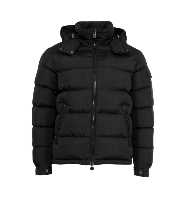 Image 1 of 4 - BLACK - MONCLER Maya Jacket featuring nylon lger lining, down-filled, detachable and adjustable hood, zipper and snap button closure, zipped pockets, patch pocket with snap button closure on the sleeve and adjustable hem with drawstring fastening. 100% polyamide/nylon. Padding: 90% down, 10% feather.