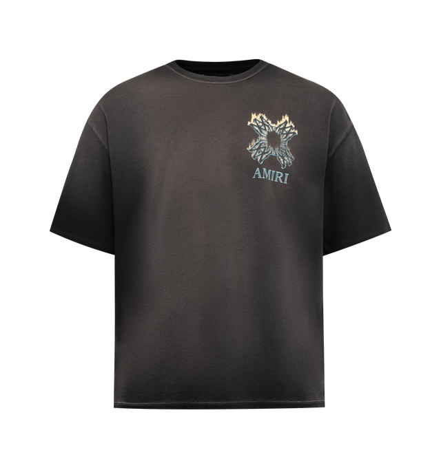 Image 1 of 2 - BLACK - AMIRI MA Quad Flames Oversized T-shirt featuring cotton jersey t-shirt, fading throughout, rib-knit crewneck, logo graphic printed at chest and back and dropped shoulders. 100% cotton. Made in Italy.
