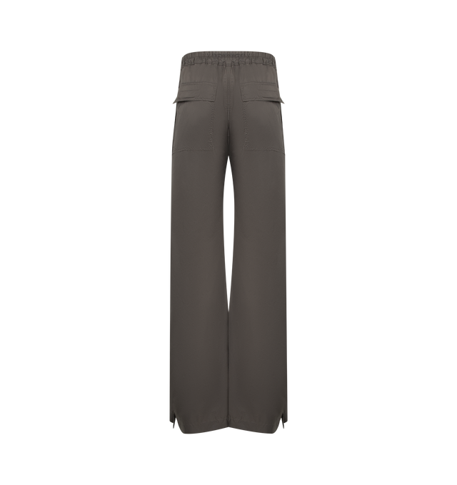 Image 2 of 3 - GREY - DRKSHDW Pusher Pants featuring elastic waistband with drawstring, back flap pockets and side buttons detail down the leg. 100% nylon. Made in Italy.
