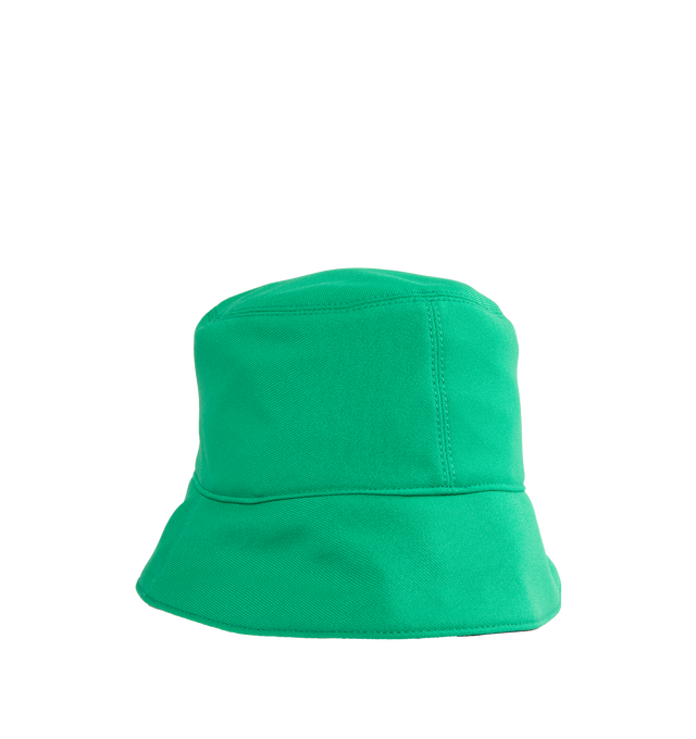 Image 2 of 3 - MULTI - OFF-WHITE REVERSIBLE ARROW BUCKET HAT is a reversible bucket hat in cotton, flat crown, arrow logo motif and downturned brim. The hat is green on one side with the Off White arrow logo in white and black on the reversible side with a green Off White arrow logo. 100% polyamide. 
