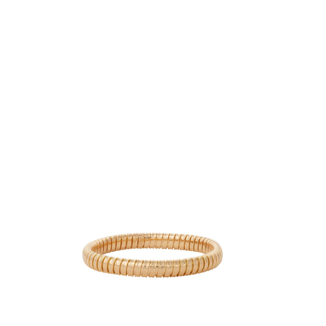 Image 1 of 2 - GOLD - SIDNEY GARBER 75th Anniversary Rolling Bracelet featuring a narrow 7.5mm single bracelet handmade from a continuous piece of flexible, lightweight 18k gold.