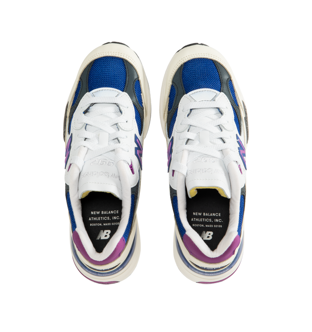 Image 5 of 5 - MULTI - NEW BALANCE Made in USA 992 Sneaker featuring mesh upper, leather and synthetic overlays, ABZORB cushioning at heel and forefoot, ENCAP midsole cushioning, reflective accents designed to catch the light and TPU back tab.