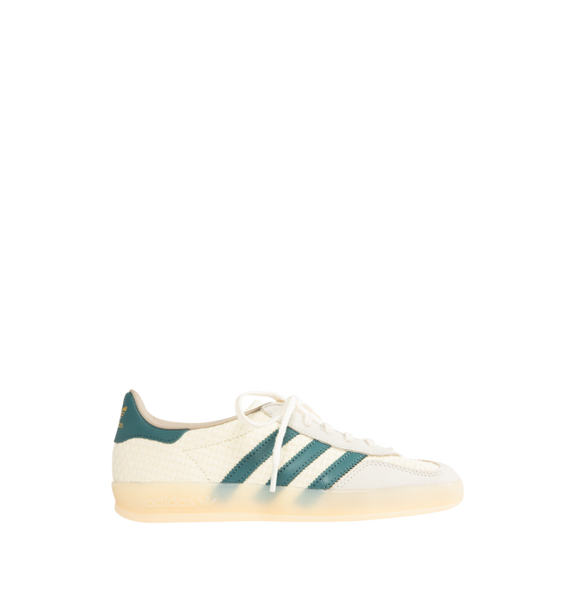 Image 1 of 5 - WHITE - ADIDAS Gazelle Indoor Sneakers featuring regular fit, lace closure, textile and synthetic upper, leather lining and rubber outsole.