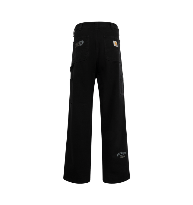 Image 2 of 3 - BLACK - CARHARTT WIP OG Single Knee Pant featuring heavyweight cotton, Dearborn Canvas in a loose straight fit, triple-stitched, Bartack stitching at vital stress points, zip fly, graphic prints, tool pockets, hammer loop and woven Square Label on the rear. 100% organic cotton.