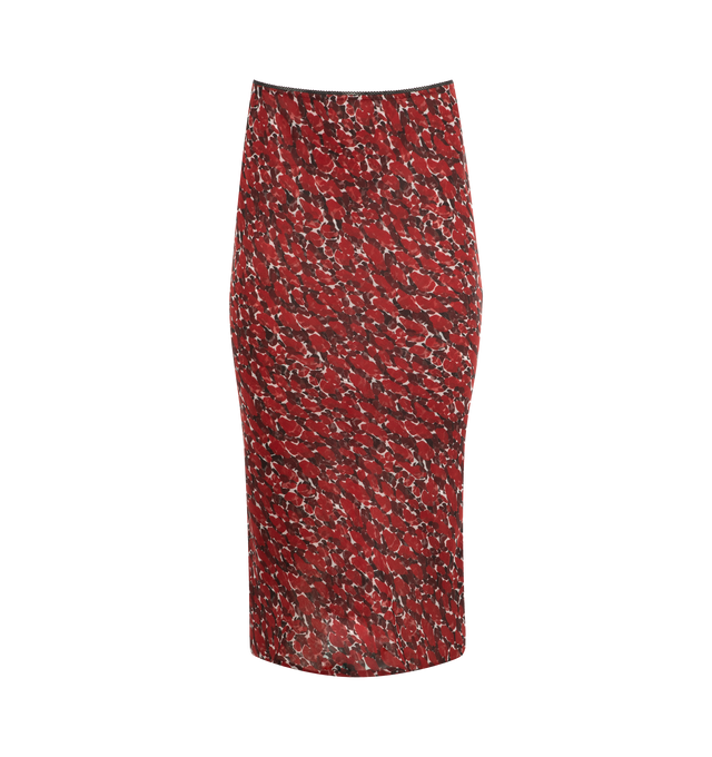 Image 1 of 2 - RED - SAINT LAURENT Midi Skirt in spotted silk muslin featuring semi-sheer midi skirt made with certified silk and an elasticized waist. 100% silk. Made in Italy.