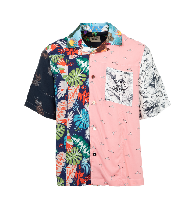 Image 1 of 4 - MULTI - GALLERY DEPT. PARKER VACATION SHIRT has a boxy and cropped finished with the patent French logo embroidered on the pocket. 100% Cotton. 