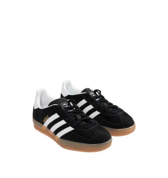 Image 4 of 10 - BLACK - ADIDAS Gazelle Indoor Sneakers are a lace-up style with suede uppers and gum outsoles. Textile linings. Unisex style in men's sizes.