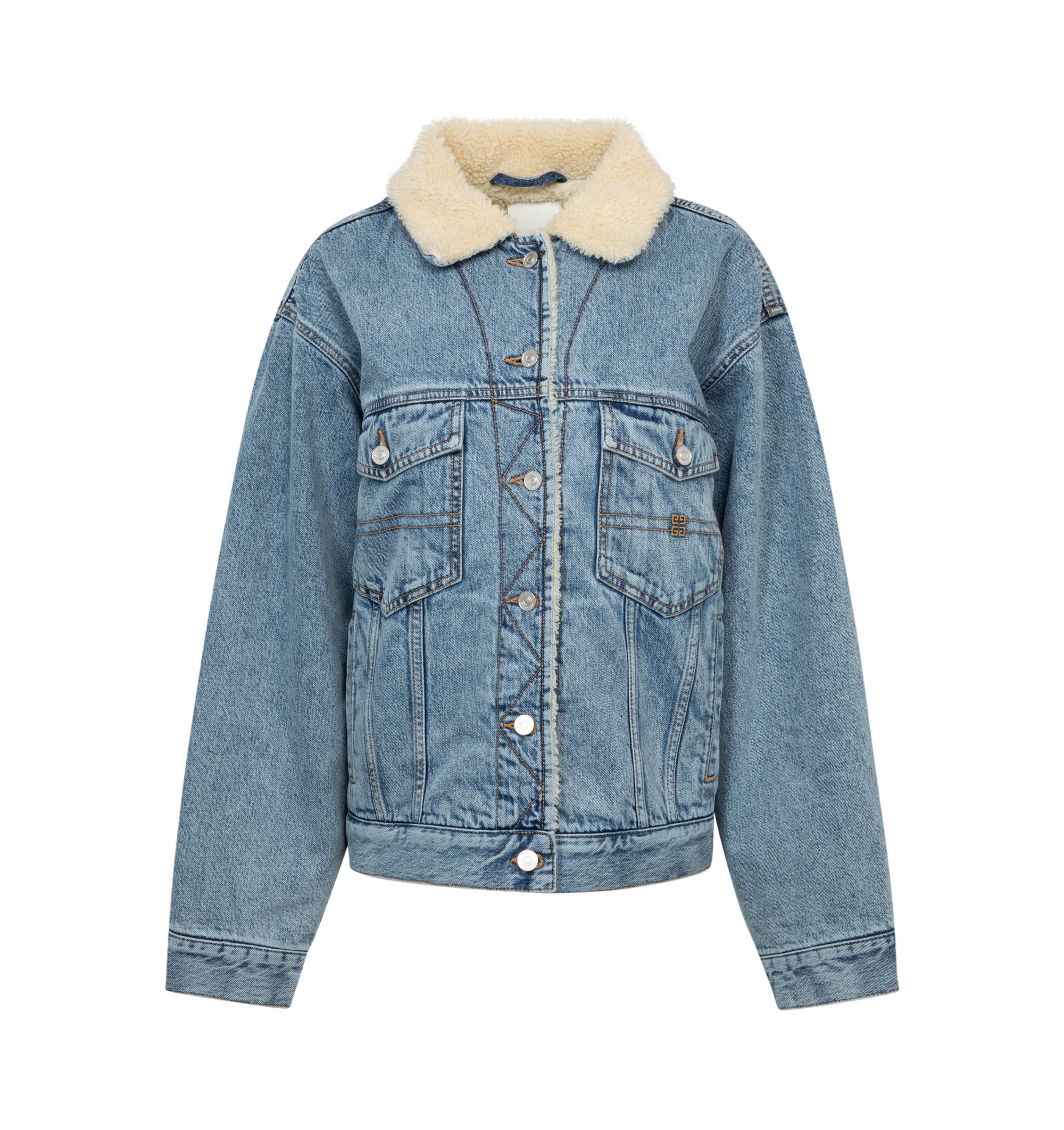 Denim and fleece jacket women's hot sale