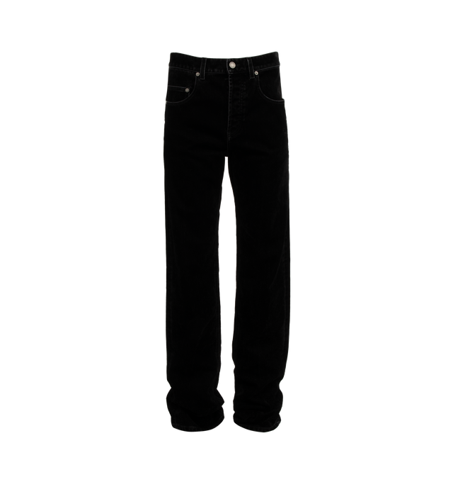 Image 1 of 3 - BLACK - SAINT LAURENT Maxi Long Extreme Baggy Jean featuring high waist, 5 pocket style, wide leg fit, zip fly with button closure and waistband with belt loops. Made in Italy.  
