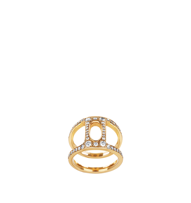 Image 2 of 2 - GOLD - Hoorsenbuhs Dame Phantom II Ring is crafted from 18K yellow gold and features the brands refined Phantom silhouette accented with white diamonds. Defined by elongated geometry and controlled negative space, each handcrafted ring is precision-set to maintain clean lines and structural integrity. For personal consultation and detailed information about jewelry, please contact our dedicated stylist team at personalshopping@hirshleifers.com.This item may be restricted for online purchase t