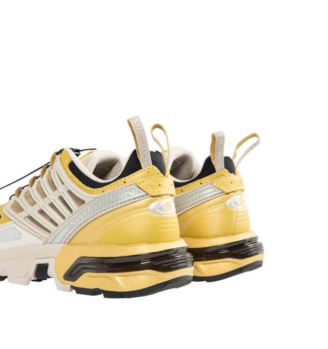 Image 3 of 5 - YELLOW - SALOMON ACS PRO 20 Years Anniversary Golden Archive Sneaker featuring quickLACE, inlay sole, textile lining, rubber outsole, agileChassis System, molded OrthoLite sockliner, anti-debris mesh, synthetic upper and all terrain contaGRIP.
