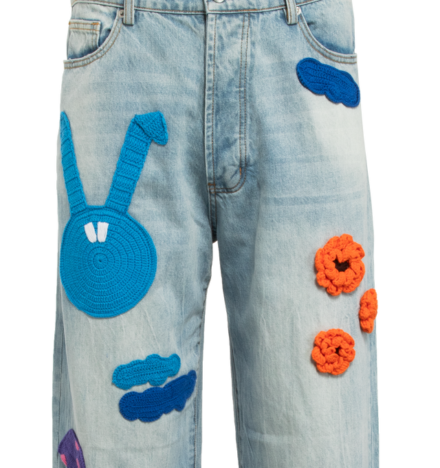 DENIM KNIT PATCHWORK JEANS