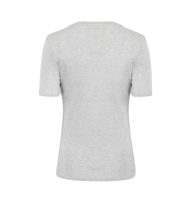 Image 2 of 2 - GREY - NILI LOTAN Elin Tee featuring Lightweight crewneck tee in American cotton. Slim body. Self trim at neck. Top stitch detail at neck. Interior binding at shoulder and back neck. Cover stitch at hem and sleeve. 100% cotton. Made in USA.
