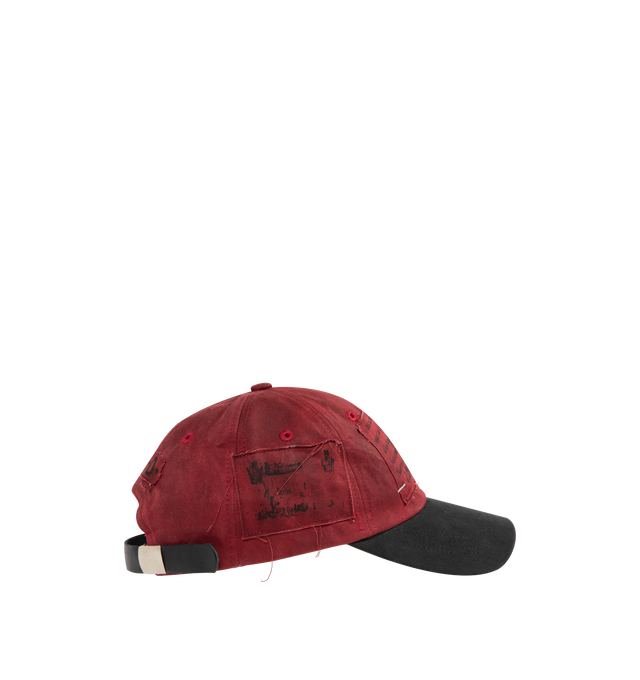 Image 2 of 3 - RED - ENFANTS RICHES DEPRIMES Napoleon 6-Panel Hat featuring washed Japanese cotton twill, patch-printed artwork throughout, a hand-sewn appliqu at the front patch, a curved brim, a twill browband and a leather fastening at the back with silver-tone hardware.