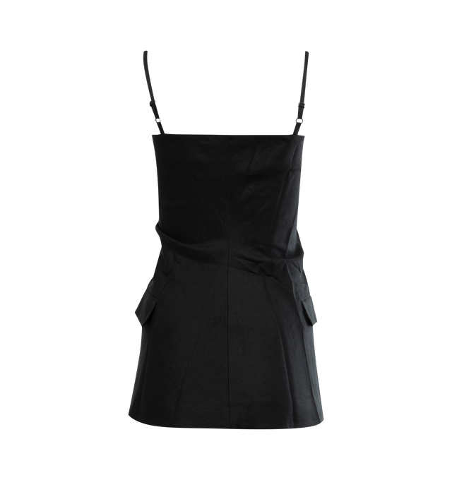 Image 2 of 2 - BLACK - ACNE STUDIOS Strap Suit Top featuring below hip length, adjustable shoulder strap, wrap button-up closure and flap pockets. 51% linen, 46% viscose, 3% elastane. Made in Portugal. 