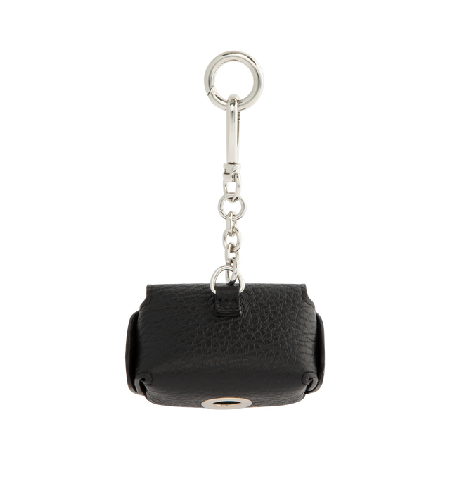 Image 2 of 3 - BLACK - MAISON MARGIELA Waste Bag featuring key ring, leather exterior with press snap button, metal chain attachment, silver-tone hardware and 4 stitches.
