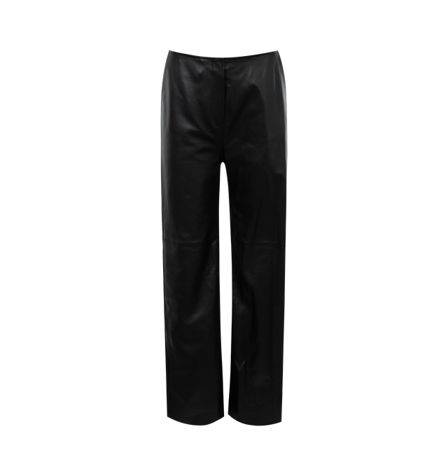 Image 1 of 3 - BLACK - TOTEME PANELED LEATHER TROUSERS featuring zipper front, side and back pockets and cropped at the ankle. 100% lamb leather. 
