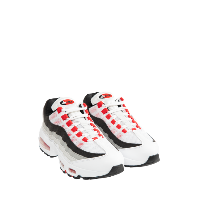 Image 2 of 5 - WHITE - NIKE Air Max 95 Big Bubble Premium Sneaker featuring visible Max Air cushioning, flex grooves in the midsole and outsole, foam midsole and rubber outsole.