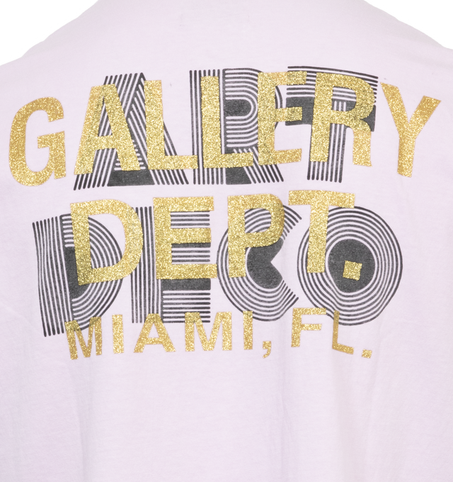 Image 4 of 4 - PURPLE - GALLERY DEPT. ART DECO TEE is made from cotton-jersey for a comfortable fit and is printed with a glittered logo across the back. 100% cotton. 