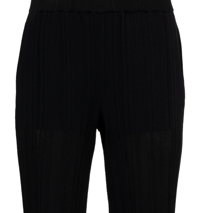 Image 4 of 4 - BLACK - STELLA MCCARTNEY Lightweight Plisse Knit Trousers featuring elastic waistband, side slant pockets and plisse fabric. 84% viscose, 16% polyamide. Made in Italy. 