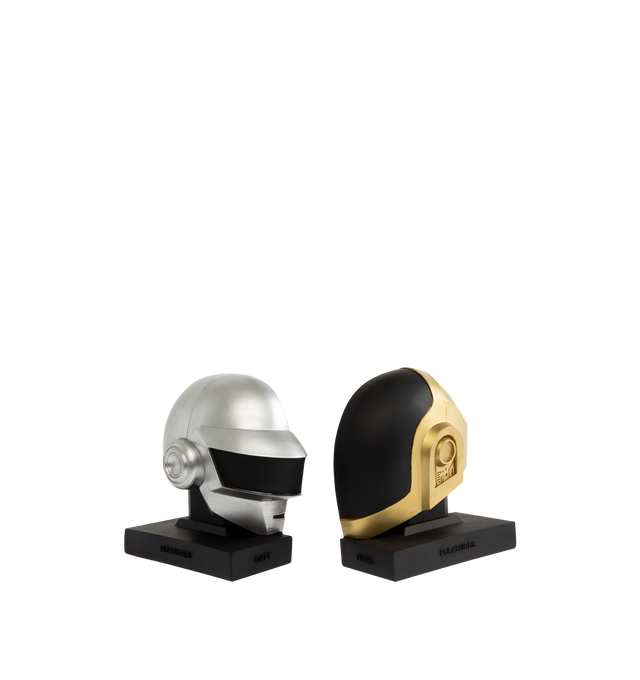 Image 2 of 4 - MULTI - PLEASURES X DAFT PUNK Helmets Bookend featuring hand sculpted mold, hand finished and painted. 9" x 9" x 4". 100% resin.