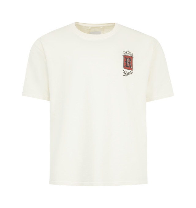 Image 1 of 2 - WHITE - RHUDE Fumar 91 T-Shirt featuring relaxed fit, crewneck, short sleeves, logo graphic on front and back. 100% cotton.