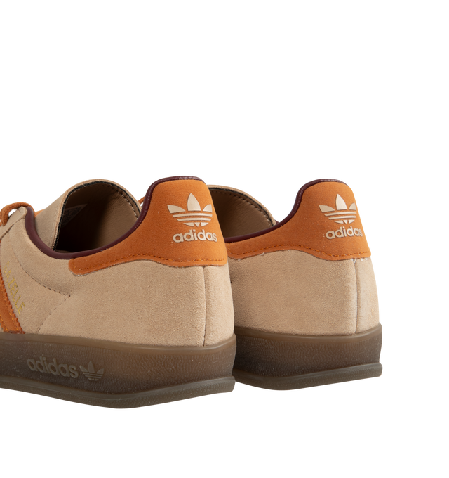 Image 3 of 5 - NEUTRAL - Adidas Gazelle Indoor Sneakers are a lace-up style with leather upper and overlays, gum outsoles and textile linings. Unisex style in men's sizes.