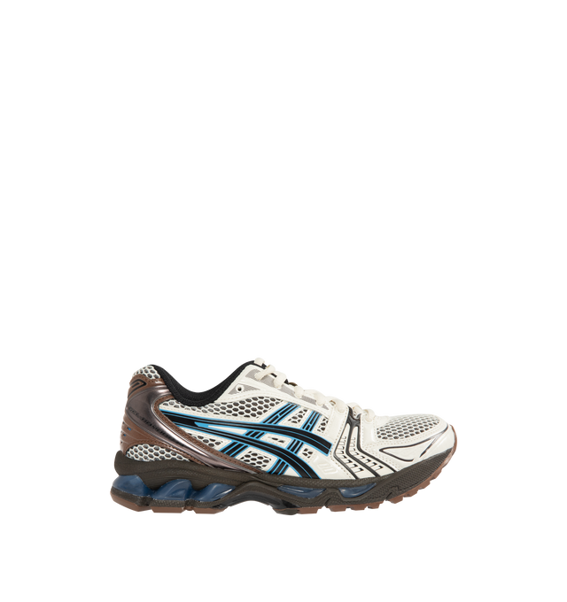 Image 1 of 5 - BLUE - ASICS Gel-Kayano 14 Sneaker featuring two-tone underlays, GEL technology cushioning, TRUSSTIC support system, synthetic leather upper and sockliner.