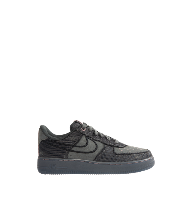 Image 1 of 5 - BLACK - NIKE Air Force 1 '07 Sneaker featuring textile and leather upper, Nike Air unit, rubber outsole with classic pivot circles and padded collar.