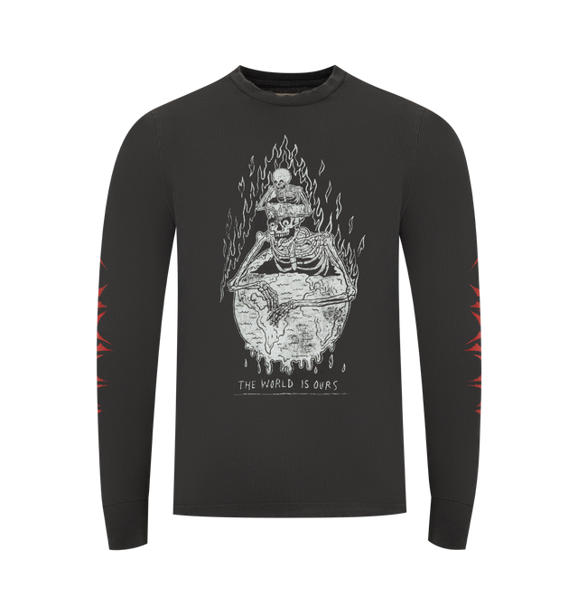 Image 1 of 3 - BLACK - GALLERY DEPT. The World is Ours Tee featuring relaxed long sleeve tee, front and back graphic, 'ATK' logotype on sleeves and regular fit. 100% cotton.