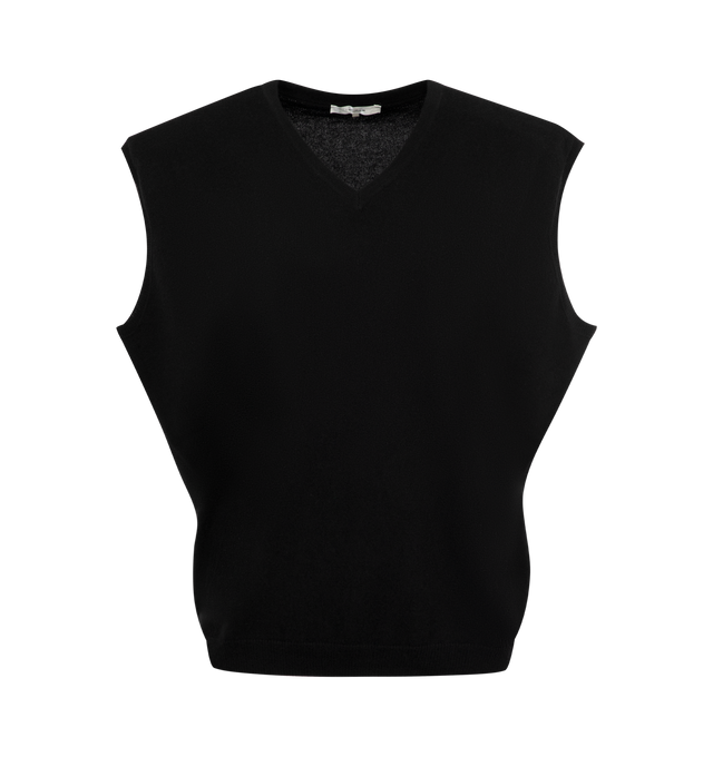 Image 1 of 2 - BLACK - THE ROW Kossy Vest featuring sleeveless v-neck sweater in soft lightweight cashmere with seamless construction and boxy fit. 100% cashmere. Made in Italy.