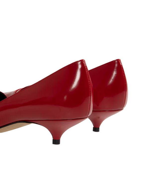 Image 3 of 4 - RED - THE ROW Viv Kitten Heel featuring pointed kitten heel, polished calfskin leather, layered vamp detail, leather sole, and rubber heel cap. 100% calfskin leather. Leather sole. Made in Italy.