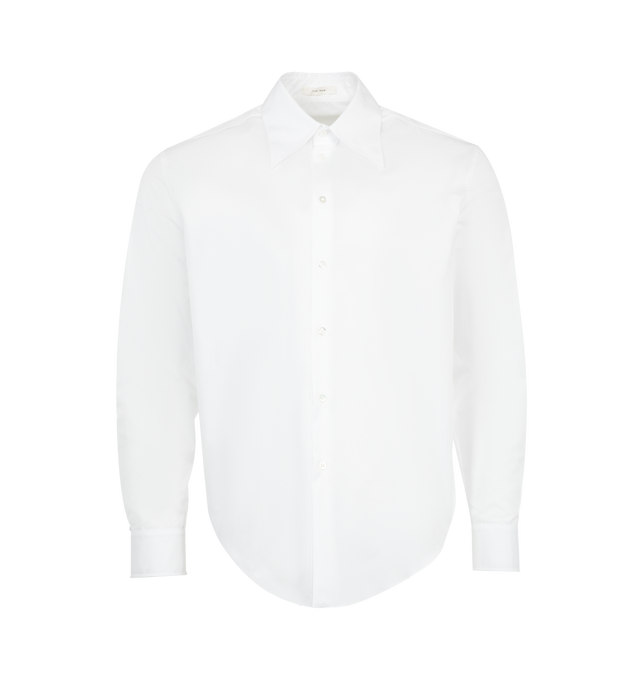 Image 1 of 2 - WHITE - THE ROW Paramo Shirt featuring pointed collar, curved hem, button front closure and button cuffs. 100% cotton. Made in Italy.