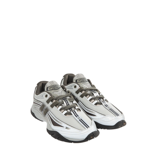 Image 2 of 5 - GREY - NEW BALANCE RC56 Sneaker featuring perforated leather and nylon mesh upper, synthetic and leather overlays, low-profile design, FuelCell foam, PU foam footbed insert, N-lock lacing system, tread outsole pattern and 3D welded printed eyelets.