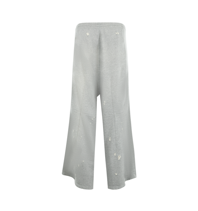 Image 2 of 3 - GREY - NEEDLES Deconstructed H.D. Sweat Pant featuring a rounded, wide profile with a relaxed feel, elastic waistband with concealed drawstring, zip side pockets and distressing throughout. 100% cotton. Made in Japan.